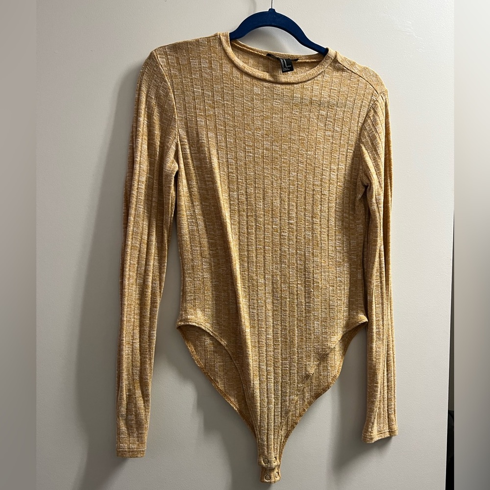 Mustard Yellow Crew Neck Bodysuit Size Medium